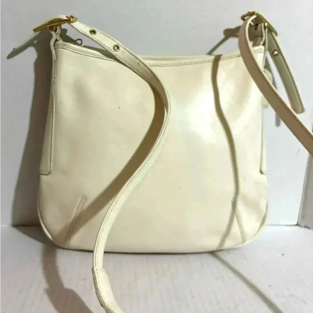 Coach vintage white leather crossbody handbag